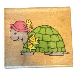 Hero Arts C412 Flower Turtle Tortoise Garden Rubber Stamp Vintage 1992